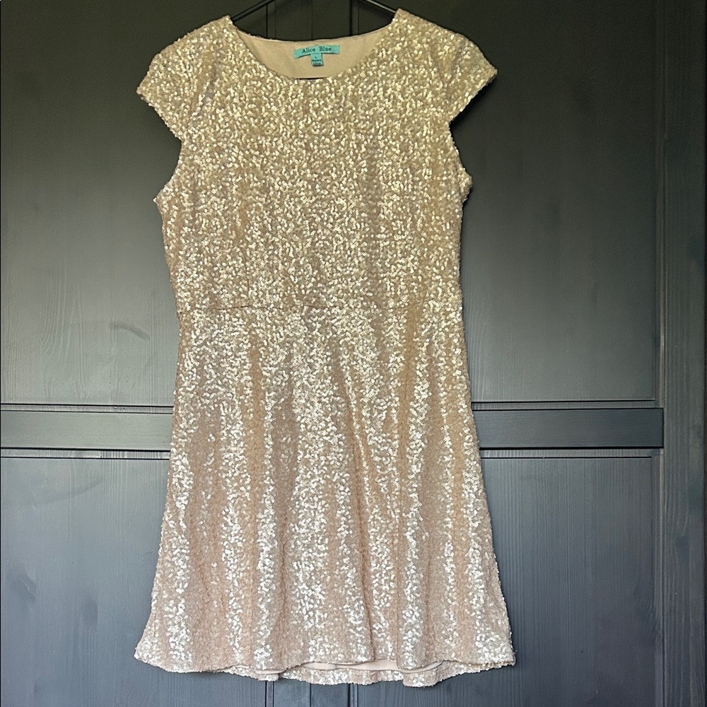 Alice Blue Cream Sequin Mini Dress